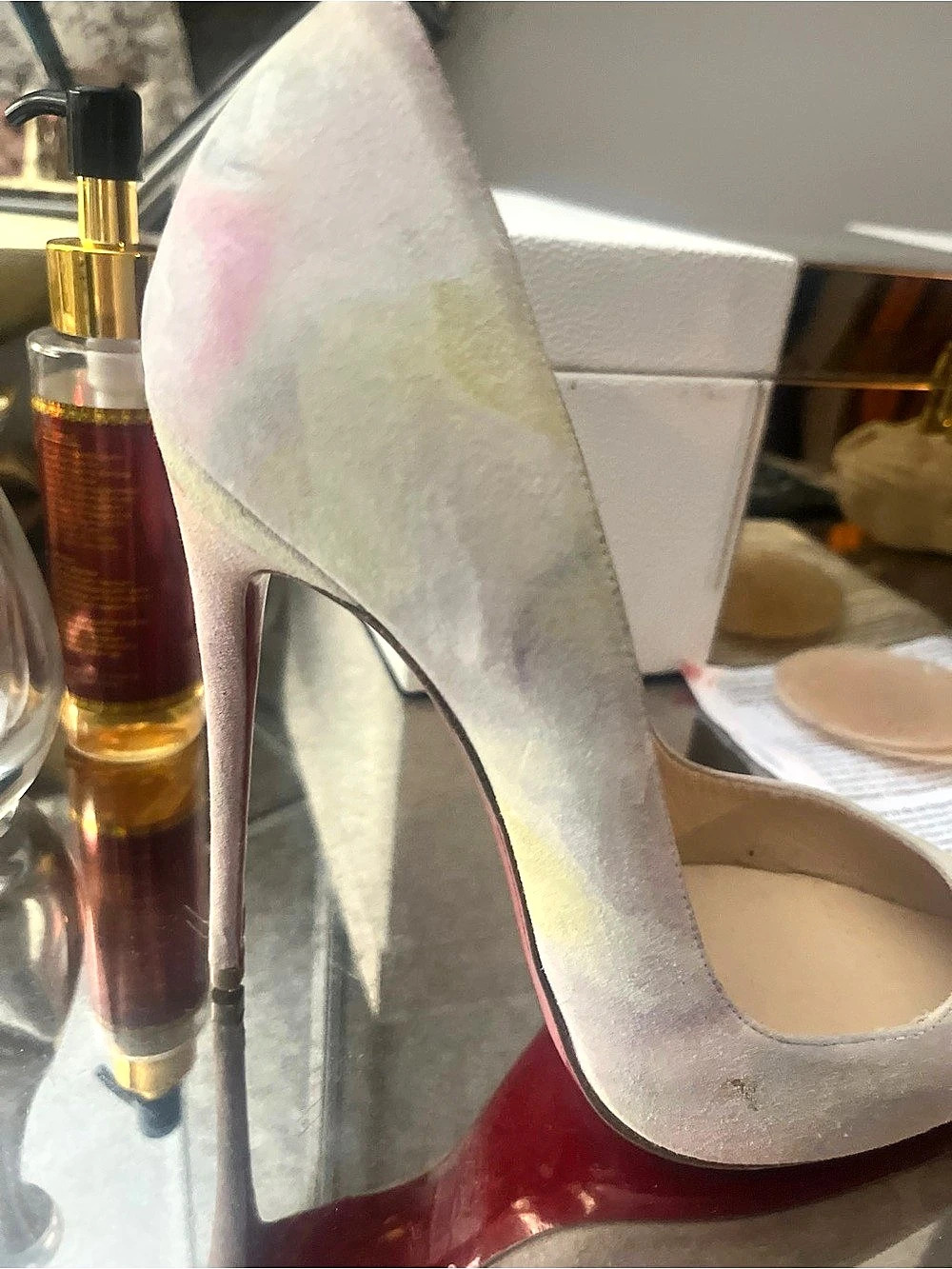 Christian Louboutin Women's Heels in Pink & White